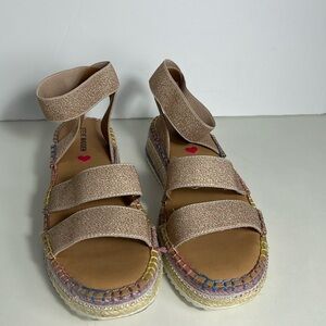Steve Madden Tan / Purple Metallic Elastic Wedge Sandals women’s 5